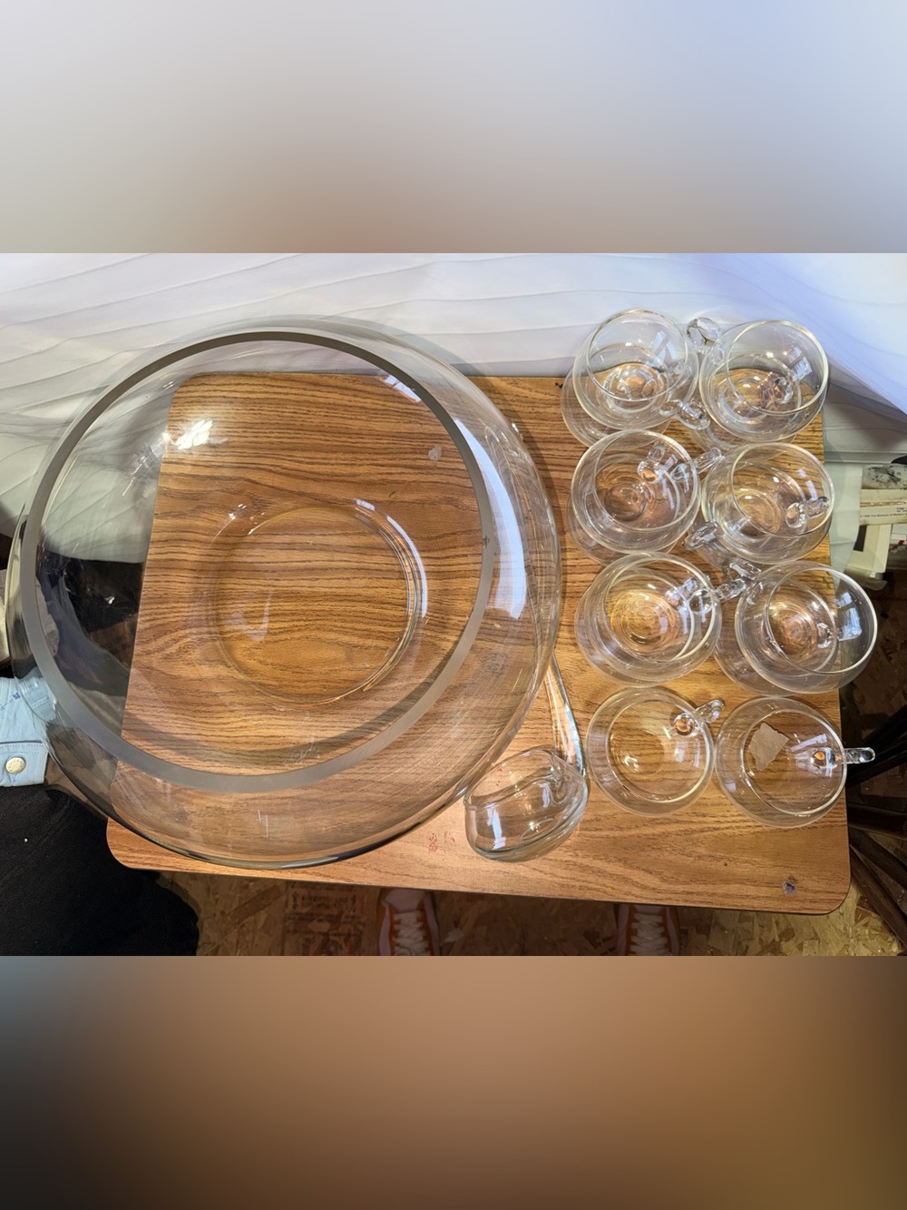 MCM Hand Blown Moderno Look Punch Bowl With 14 Cups and Ladle